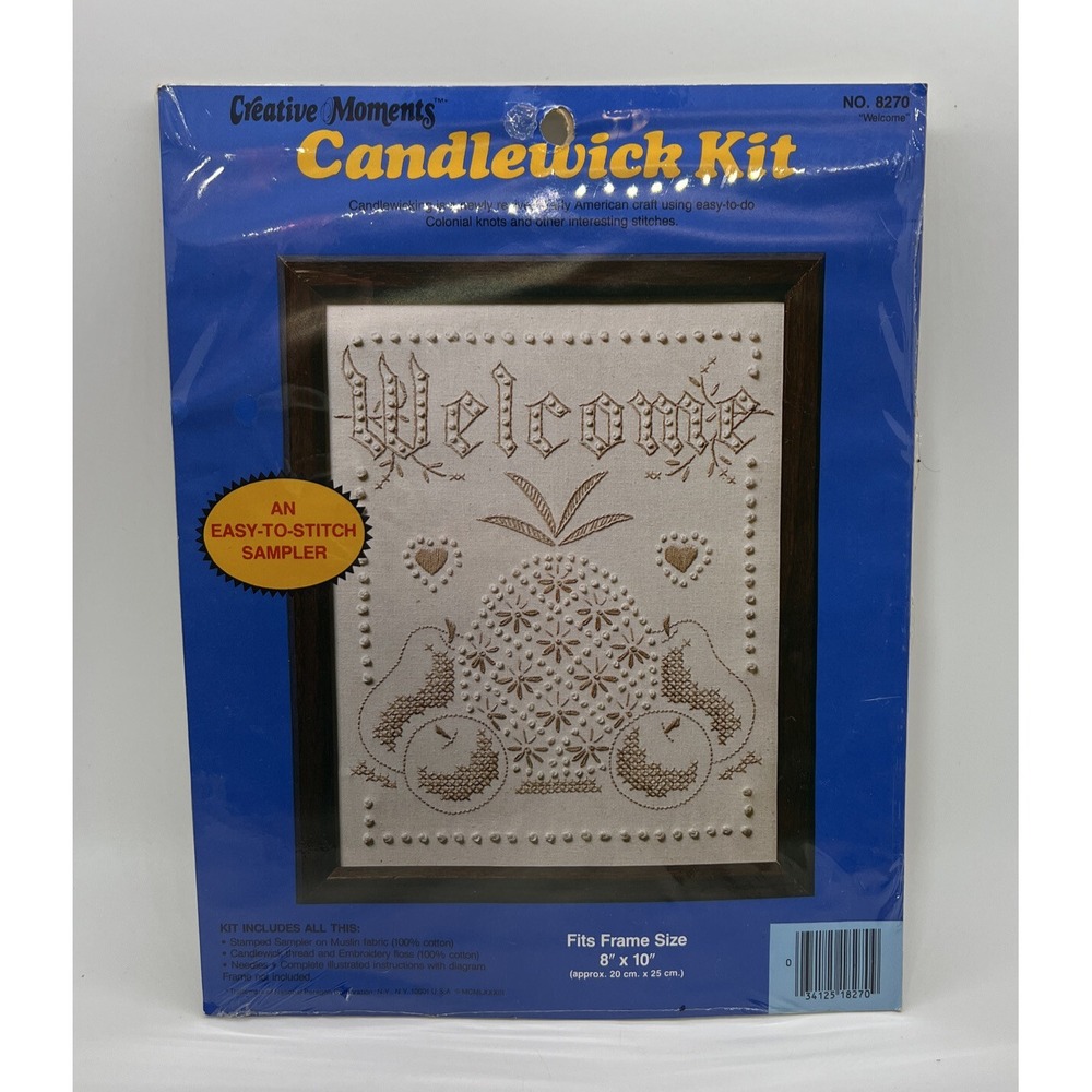 Vtg Cross Stitch Kit Creative Moments Candlewick Kit #8270 Welcome 8x10 Sealed